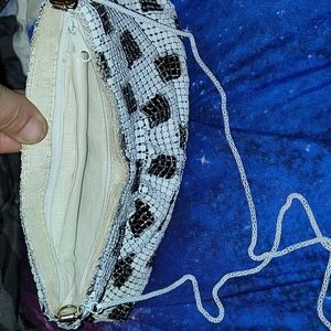 Black and white chainmail purse